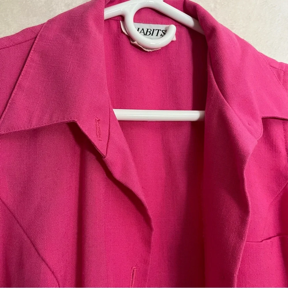 Vintage Habits Lagenlook Sleeveless Button-Front Pink Fuchsia Shirt Dress S-8P - Picture 5 of 7